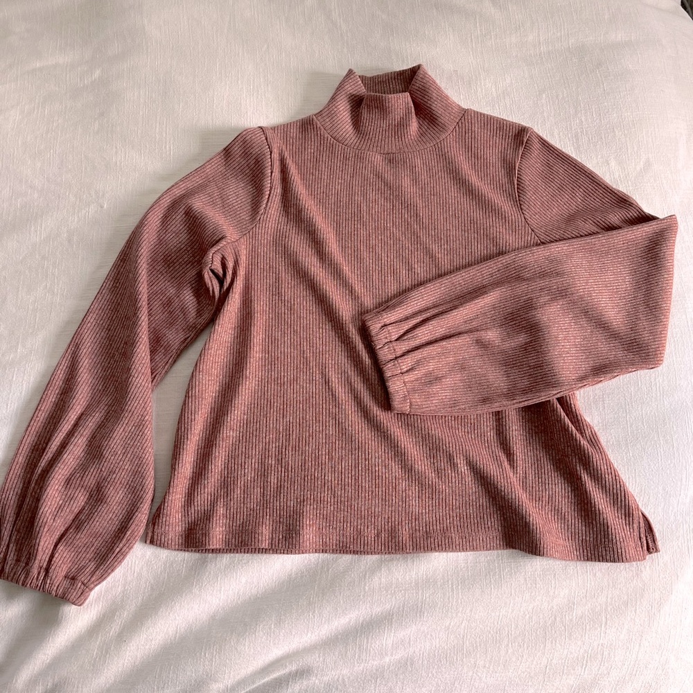 Madewell Womens Pink Ribbed Blouse Sz XL NWT